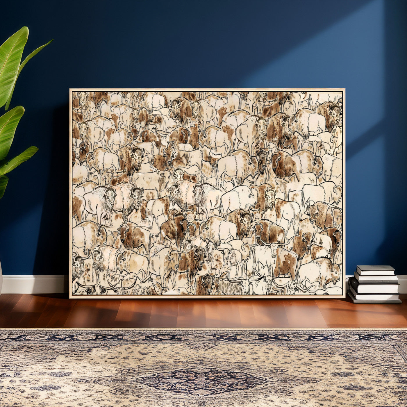 50142019-MGV-CV-36X24 - Farmhouse Animals Wall Art Canvas Print - Abstract Farm Animal Drawing Mid-Century Wall Art for Cabin Decor