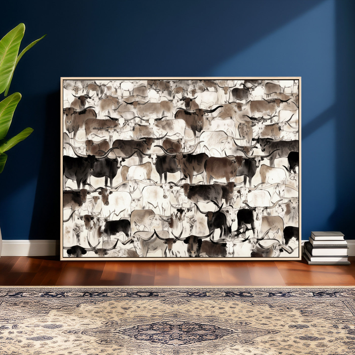 46084312-MGV-CV-36X24 - Farmhouse Animals Wall Art Canvas Print - Abstract Farm Animal Drawing Mid-Century Wall Art for Cabin Decor