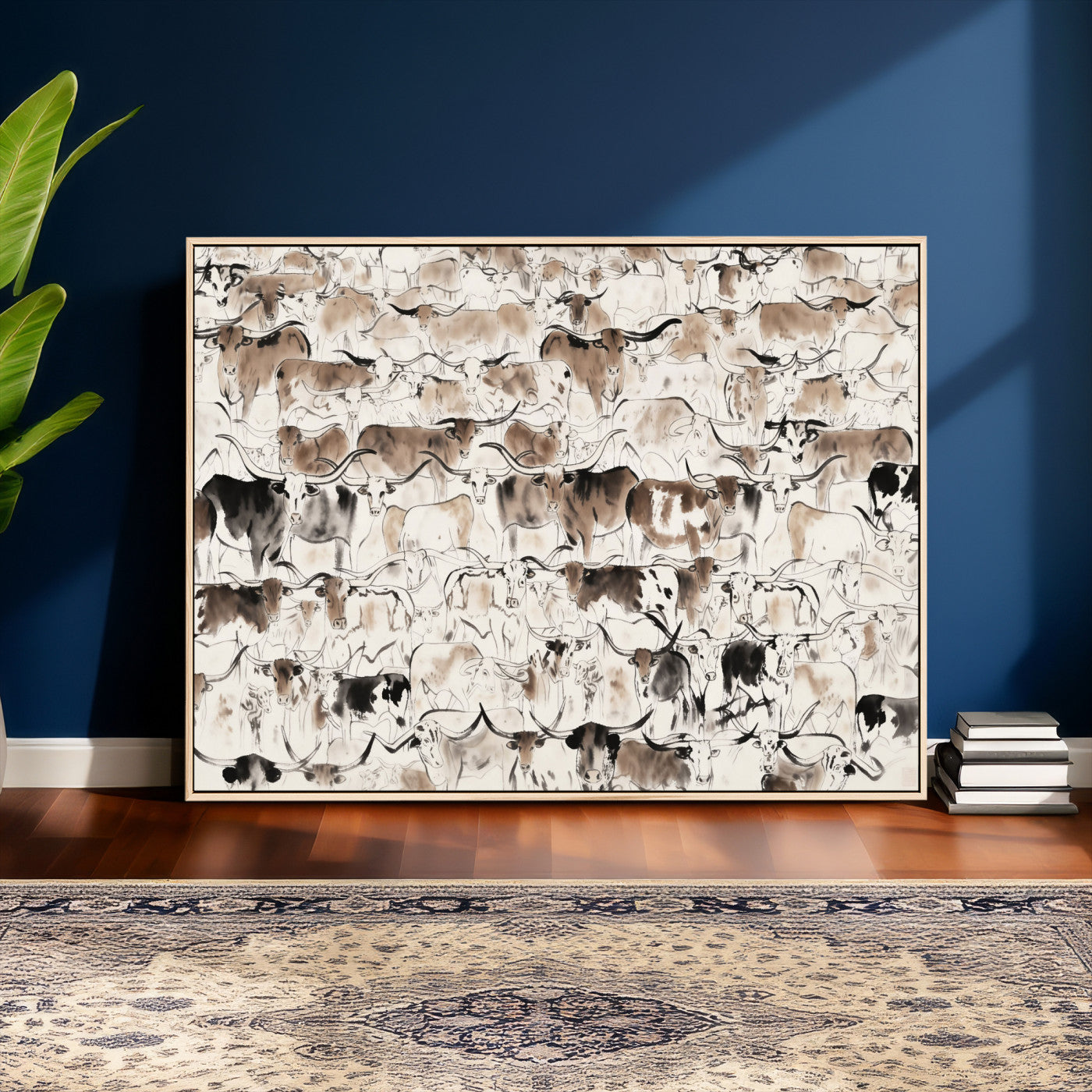 66685375-MGV-CV-36X24 - Farmhouse Animals Wall Art Canvas Print - Abstract Farm Animal Drawing Mid-Century Wall Art for Cabin Decor