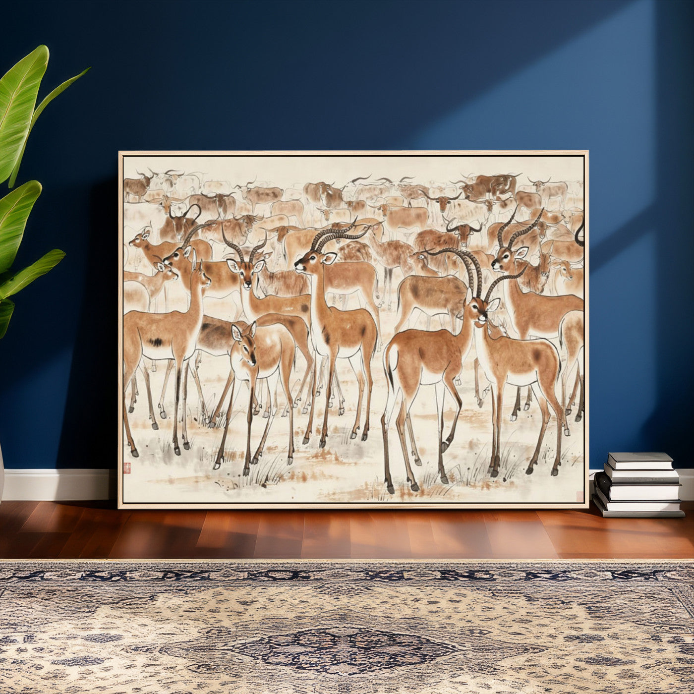 67375088-MGV-CV-36X24 - Farmhouse Animals Wall Art Canvas Print - Abstract Farm Animal Drawing Mid-Century Wall Art for Cabin Decor