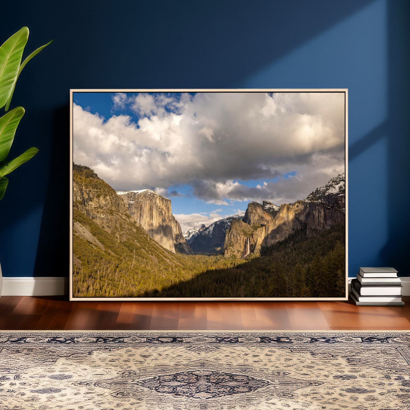 51451302-MGV-CV-36X24 - Yosemite Valley Mountain Landscape Wall Art Canvas Print, Granite Cliff Forest Valley Canvas Print, California National Park Scenic Art Printing