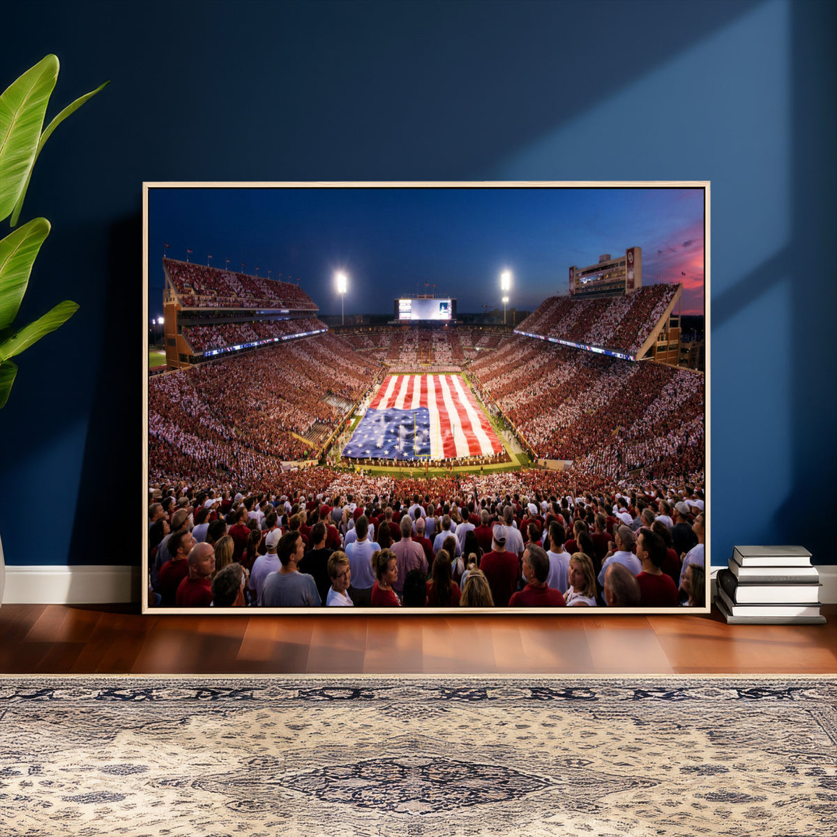 59917418-MGV-CV-36X24 - Oklahoma Memorial Stadium Wall Art Canvas Print | Oklahoma Sooners Football Artwork for Home, Office, and Sports Room Decor