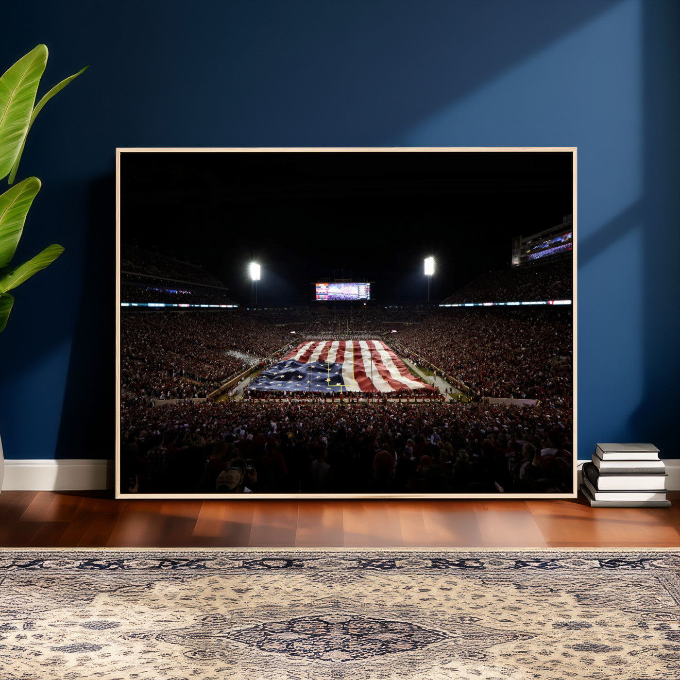 98418189-MGV-CV-36X24 - Oklahoma Memorial Stadium Wall Art Canvas Print – Oklahoma Sooners Football Artwork for Home, Office, and Sports Room Decor
