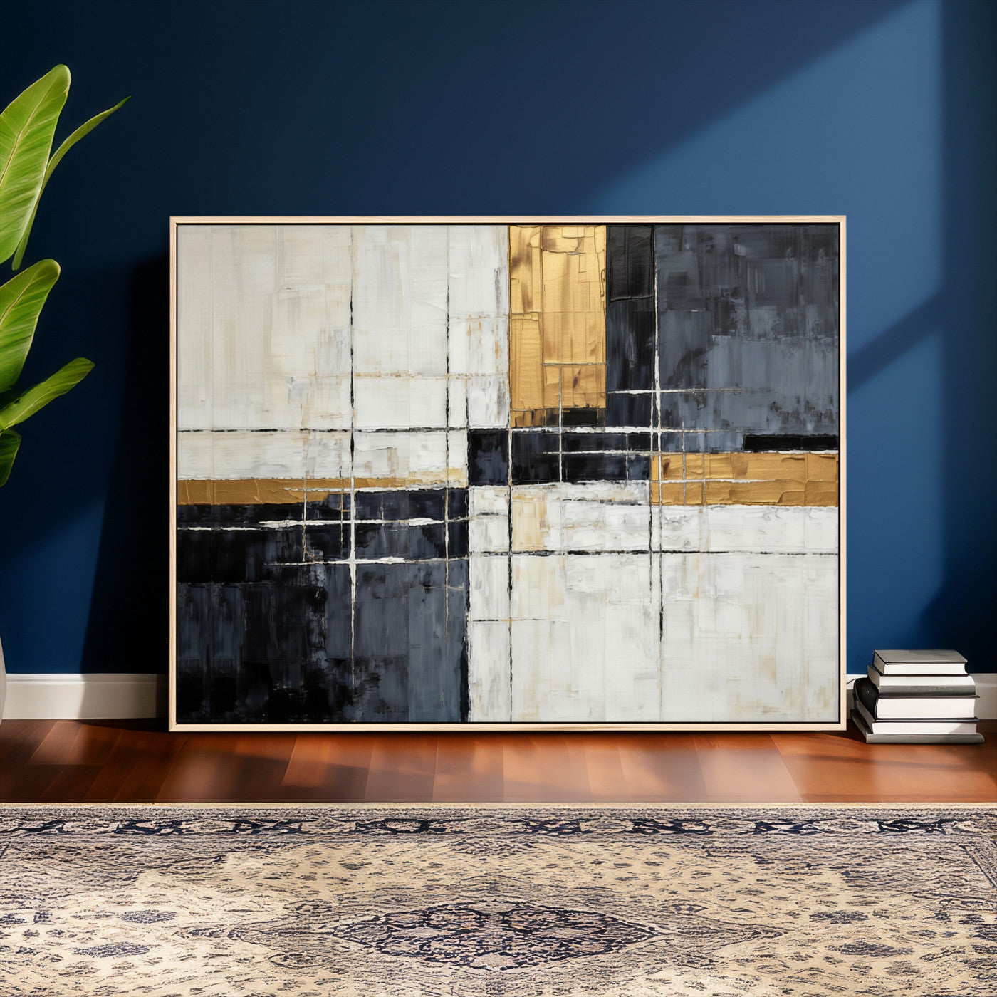 78975677-MGV-CV-36X24 - Gold Abstract Wall Art Canvas Print, Modern Luxury Geometric Painting Wall Decor for Living Room and Office