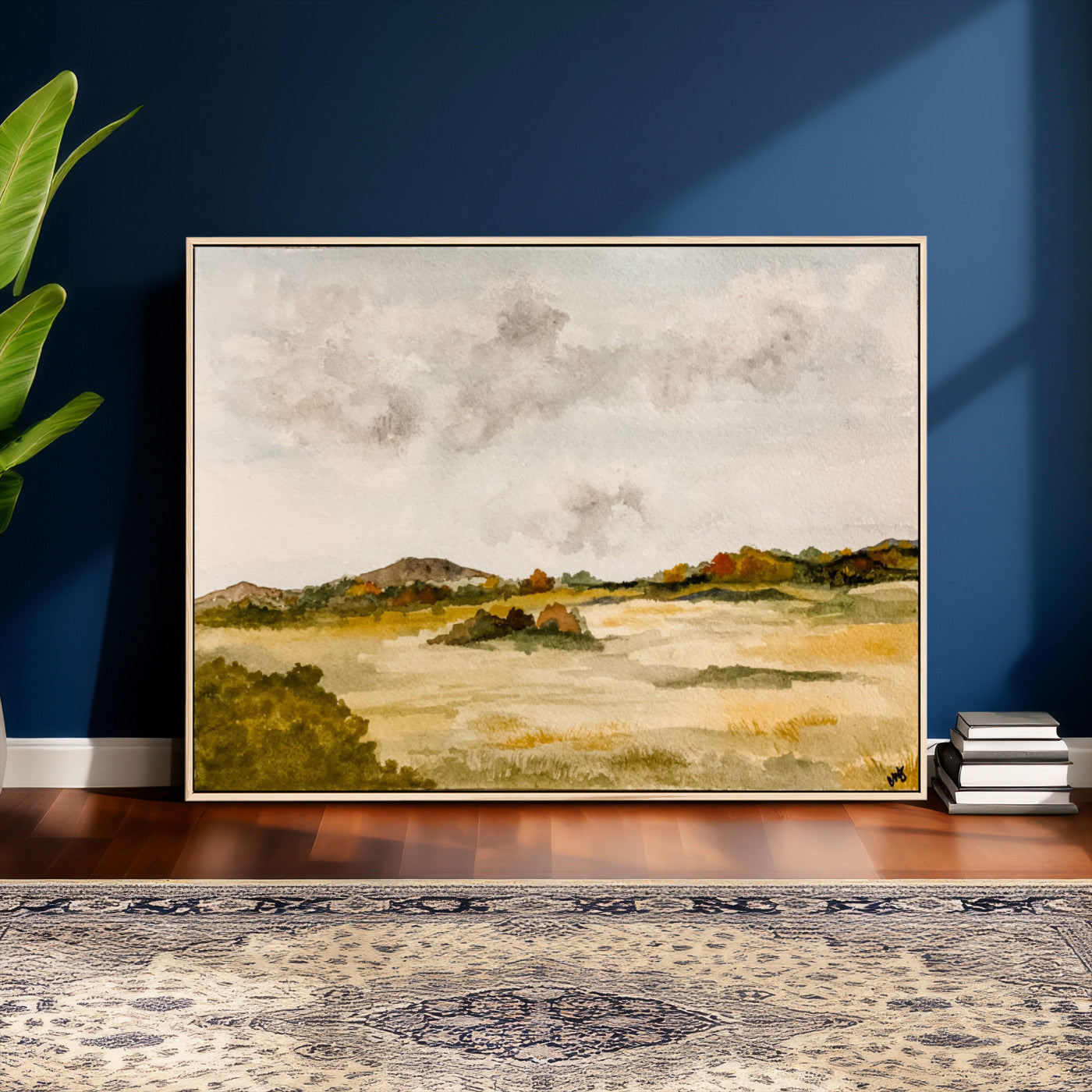 94151004-MGV-CV-36X24 - Watercolor Abstract Countryside Wall Art Canvas Print, Neutral Pastoral Landscape Painting Wall Decor for Modern Farmhouse Interiors