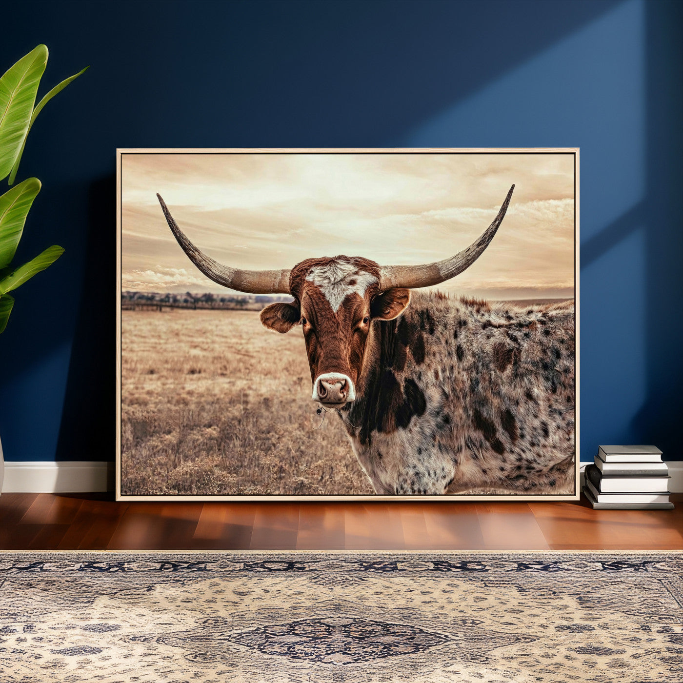 55805825-MGV-CV-36X24 - Texas Longhorn Wall Art Canvas Print – Western Cattle Ranch Artwork for Rustic Farmhouse Decor