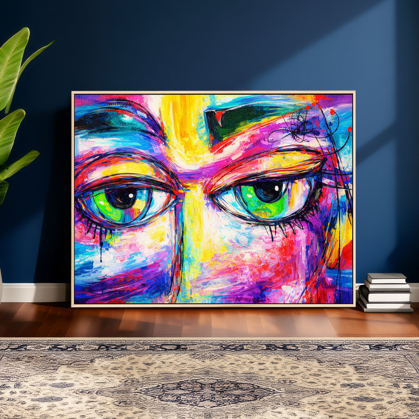 99390655-MGV-CV-36X24 - Colorful Abstract Face Wall Art Canvas Print – Modern Pop Art Portrait Artwork for Contemporary Living Room Decor