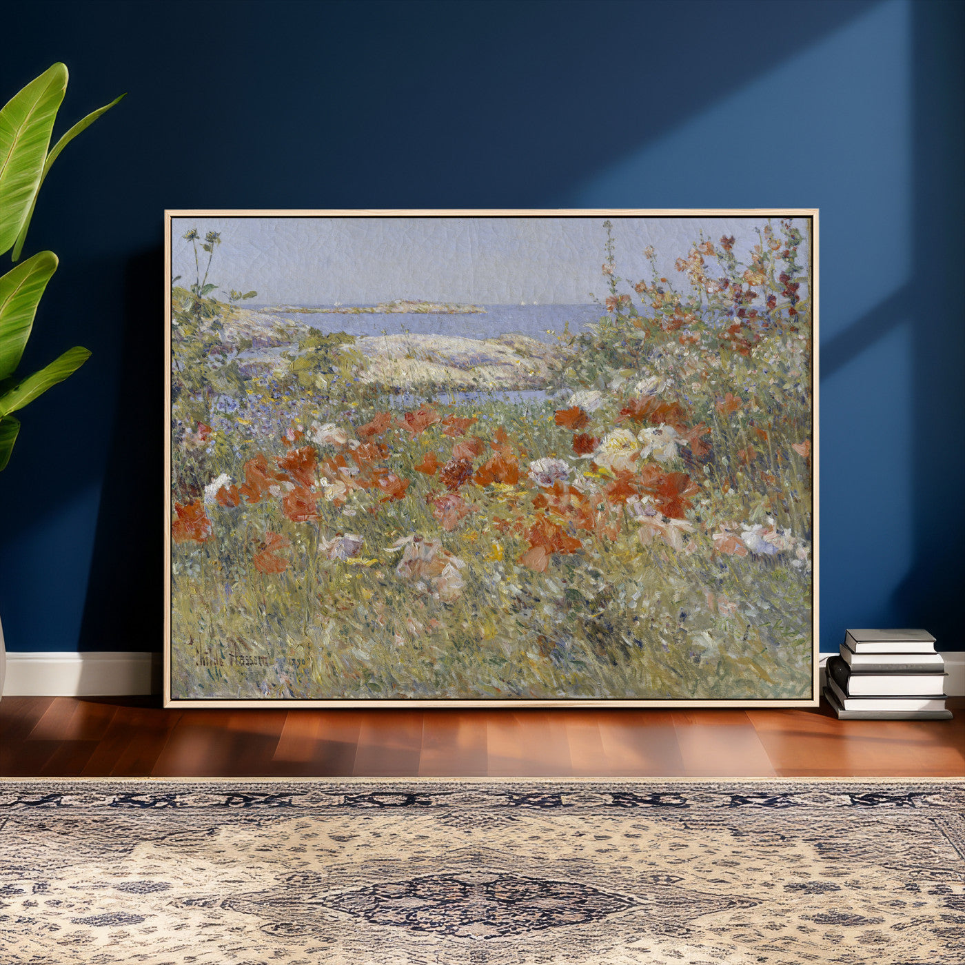 54770907-MGV-CV-36X24 - Childe Hassam Celia Thaxter Garden Canvas — 1890 American Impressionist Poppy Floral Print | Isles of Shoals Coastal Art | Classic Gift
