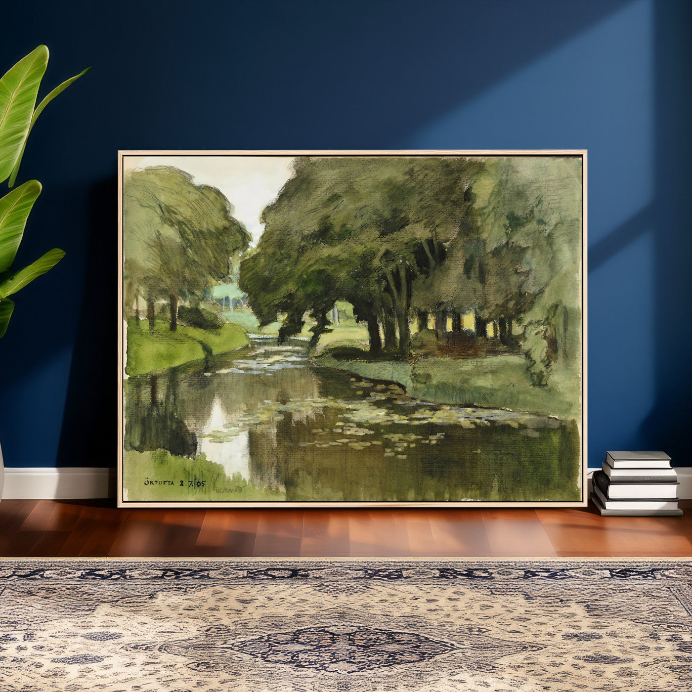 54446767-MGV-CV-36X24 - Anders Zorn Watercolor Canvas Print, Örtofta 1905 Swedish River Landscape, Impressionist Nature Art, Scandinavian Wall Decor, Plein Air Painting Print