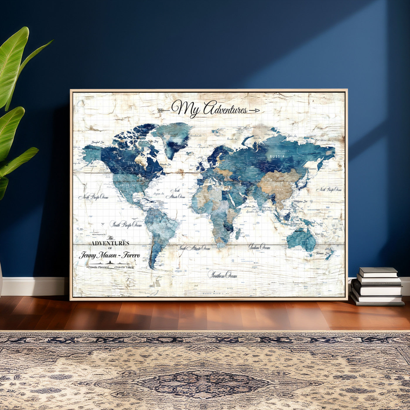 18761277-MGV-CV-36X24 - Watercolor World Map Canvas Wall Art Print – Abstract Colorful Travel Wall Decor