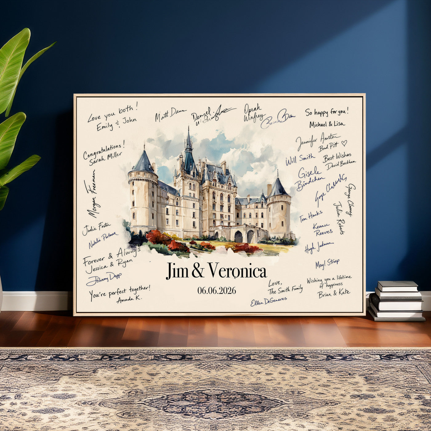 55883547-MGV-CV-36X24 - Wedding Guest Book Alternative Wall Art Canvas Print, Personalized Wedding Signature Poster, Custom Couple Photo Guestbook Canvas
