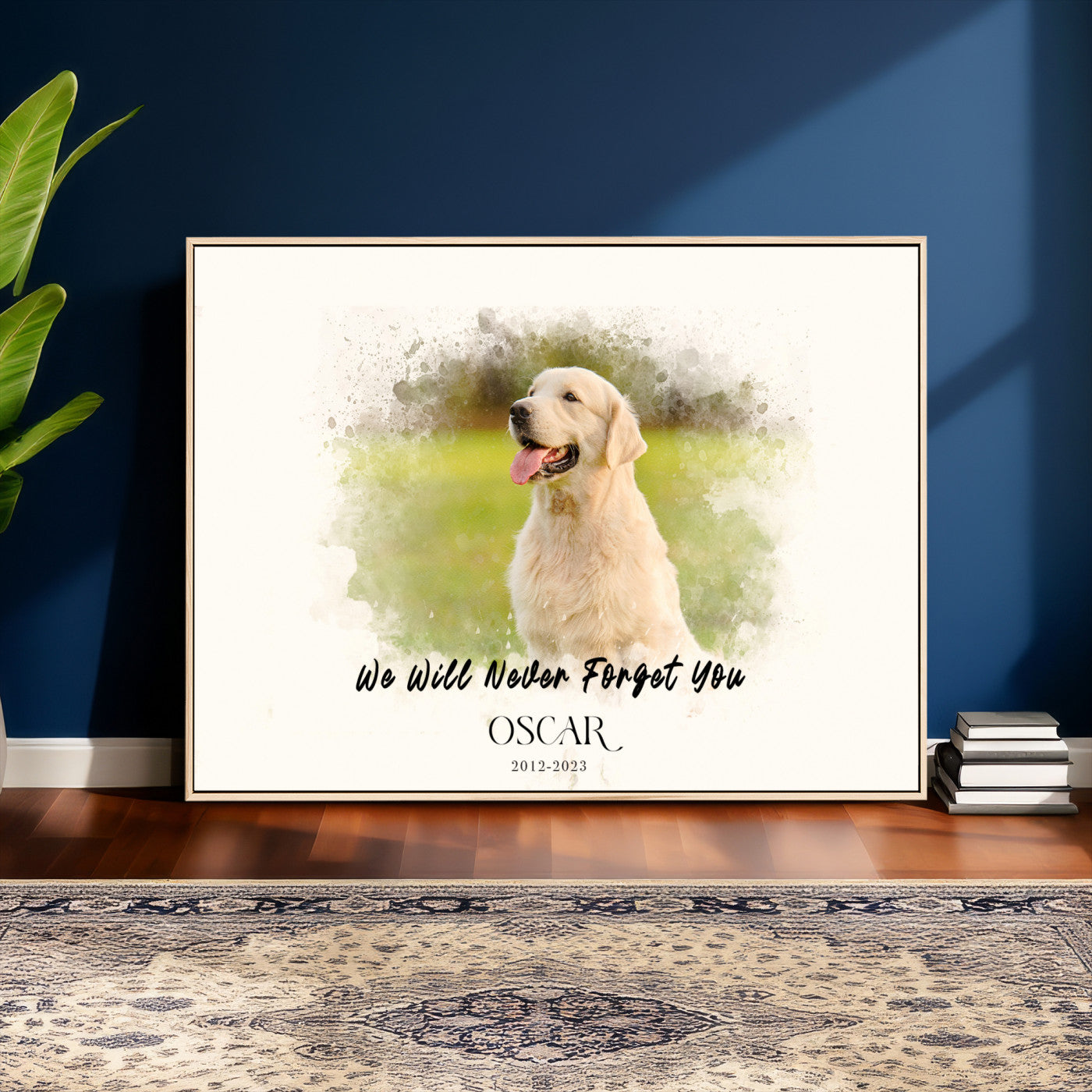 78367466-MGV-CV-36X24 - Pet Memorial Wall Art Canvas Print, Custom Dog Memorial Portrait, Personalized Angel Pet Loss Gift, Angel Wings Puppy Print