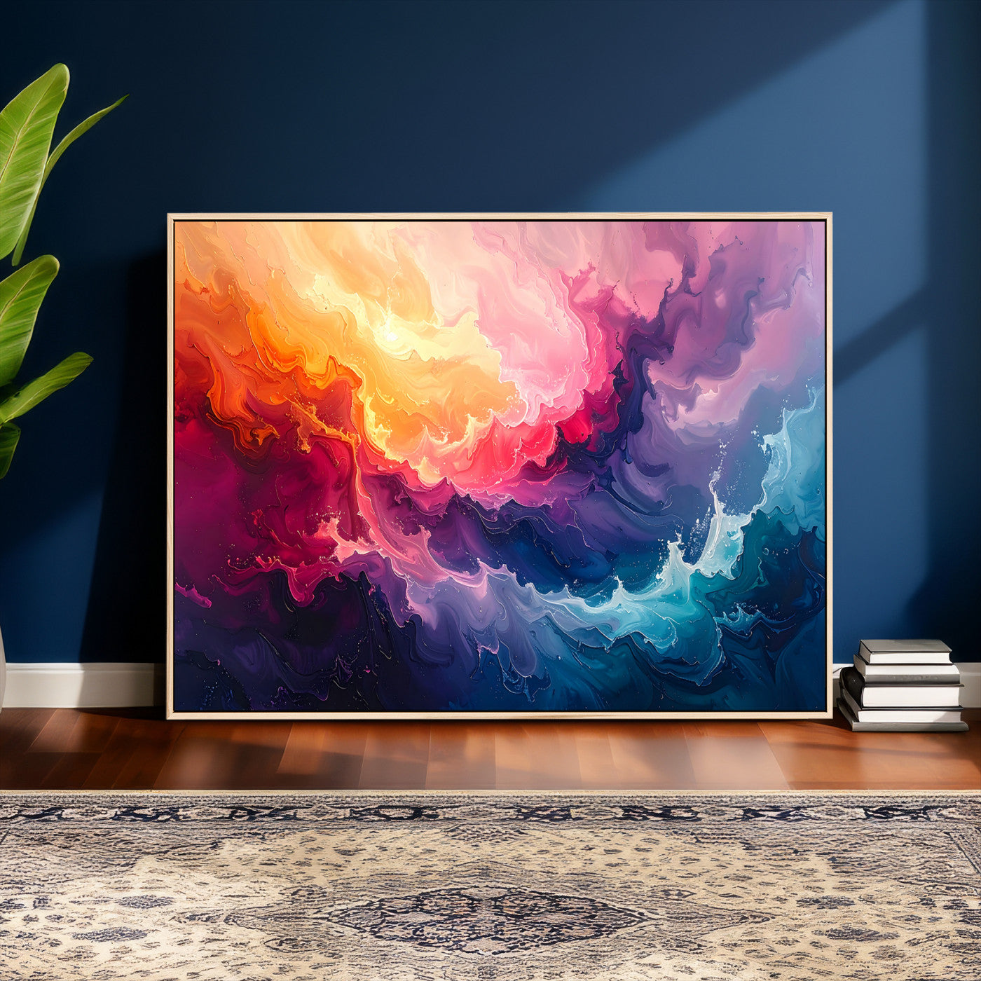 16157633-MGV-CV-36X24 - Large Colorful Abstract Canvas Wall Art Print, Vibrant Popup Color Art Print