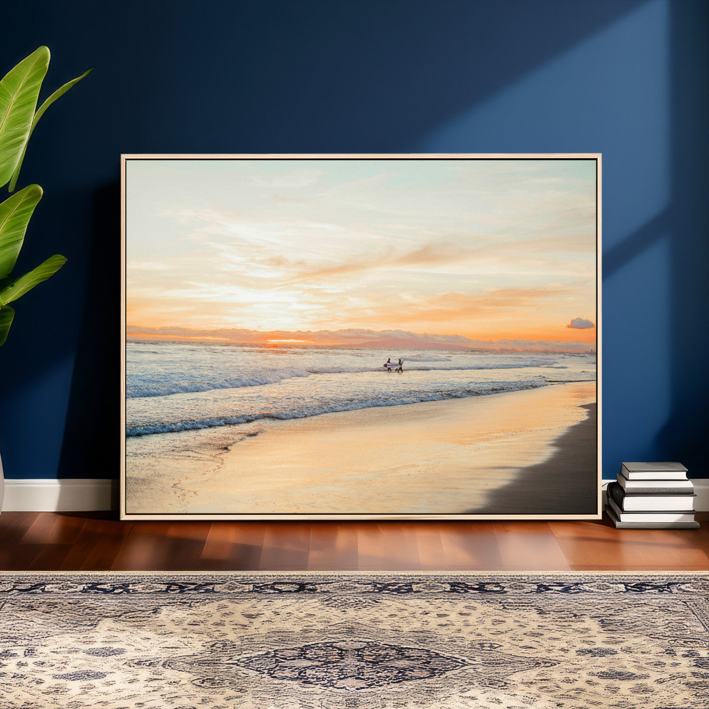 38131619-MGV-CV-36X24 - Beach Sunset Canvas Wall Art Print | Ocean Waves Landscape, Coastal Photography, Seascape Wall Decor, Ready to Hang