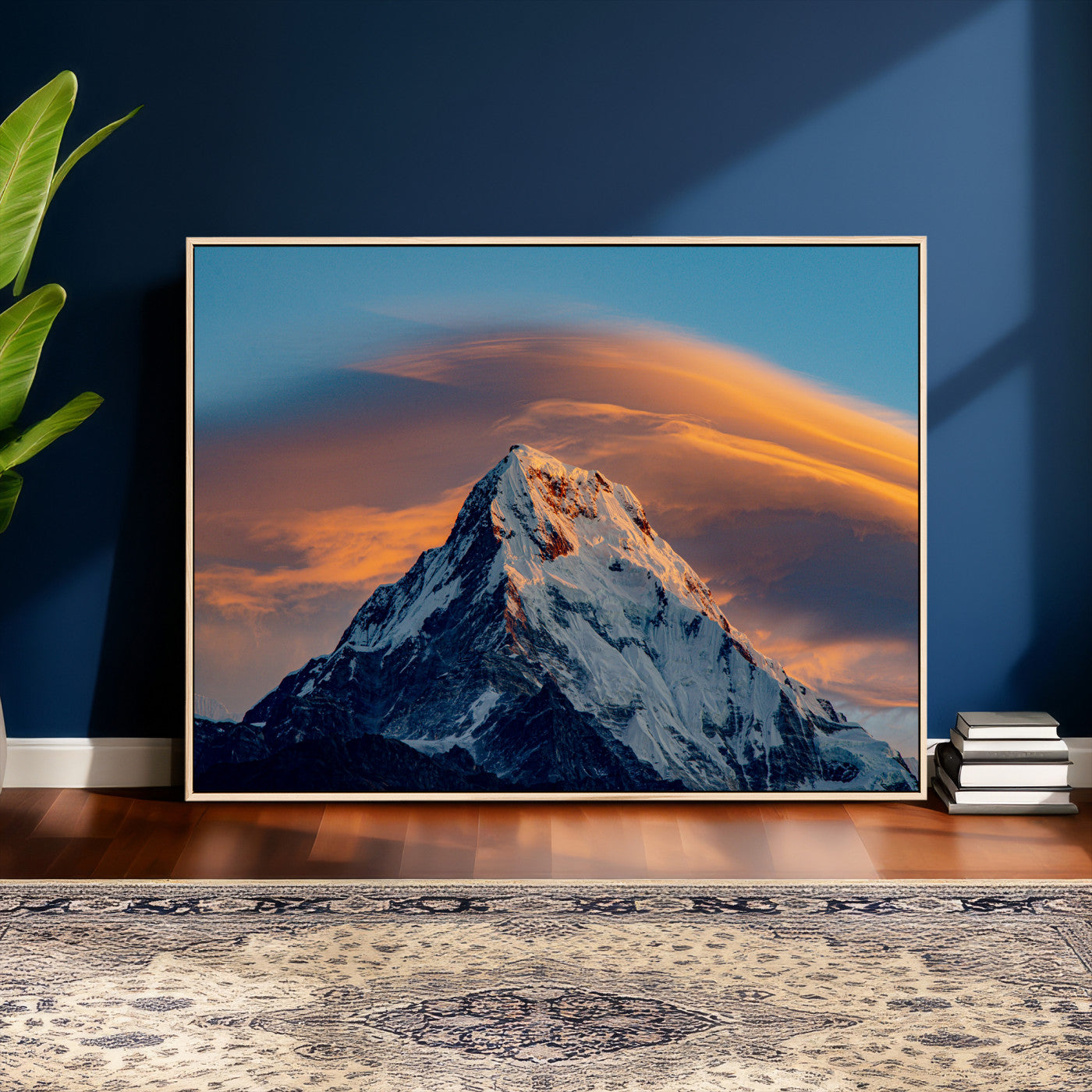 73810927-MGV-CV-36X24 - Snow Mountain Canvas Wall Art Print | Alpine Peak Landscape, Winter Nature Photography, Large Mountain Decor