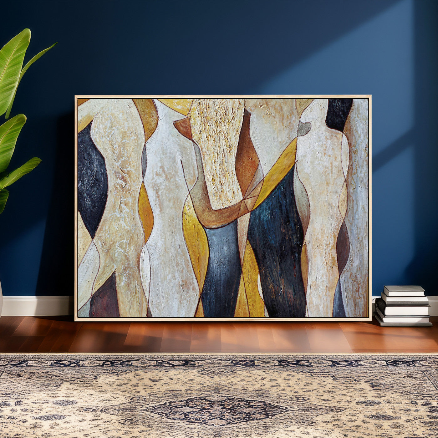 96079939-MGV-CV-36X24 - Mid Century Modern Figurative Canvas Wall Art Abstract Cubist Painting Print