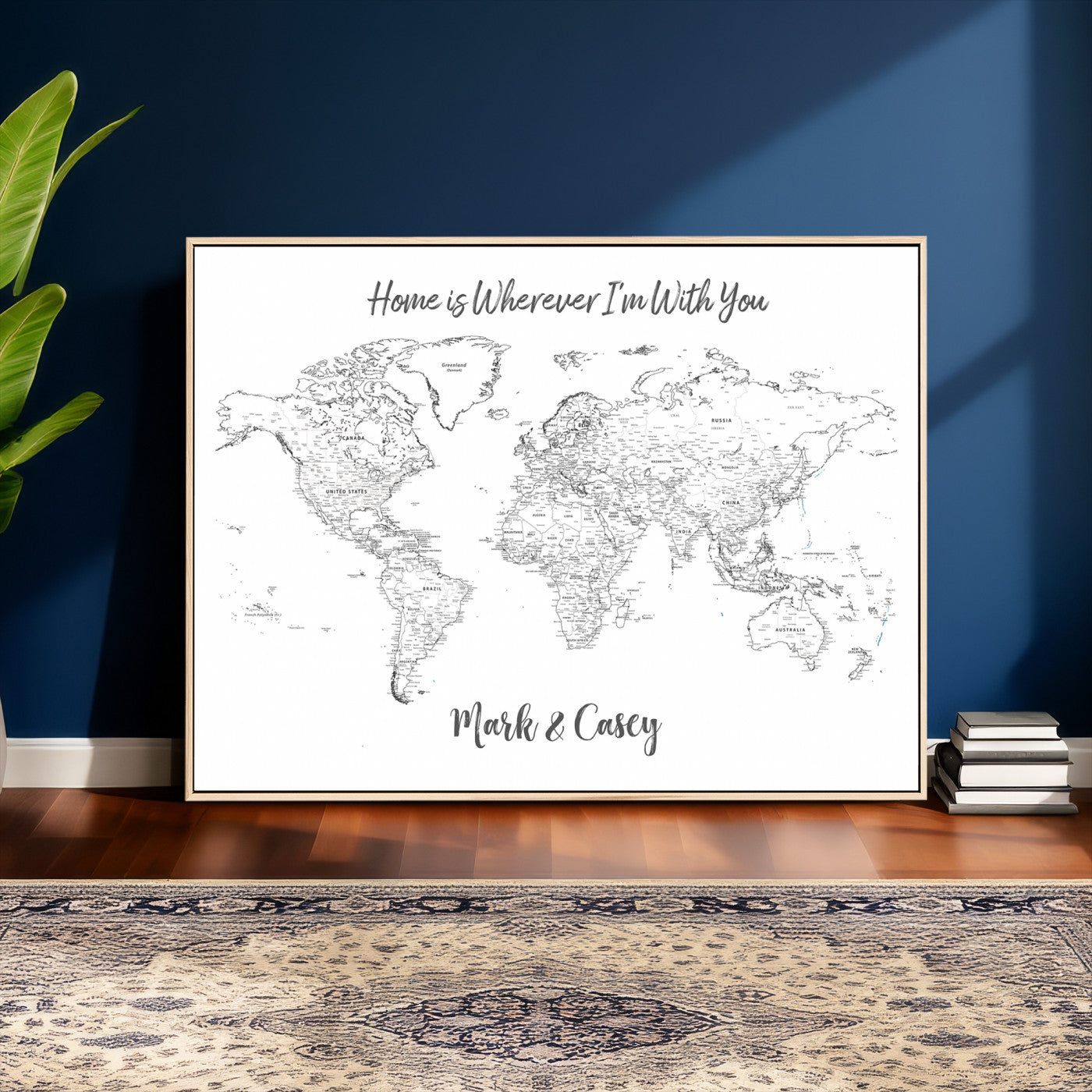 84721465-MGV-CV-36X24 - Custom Push Pin World Map Canvas Print – Personalized Travel Map Wall Art
