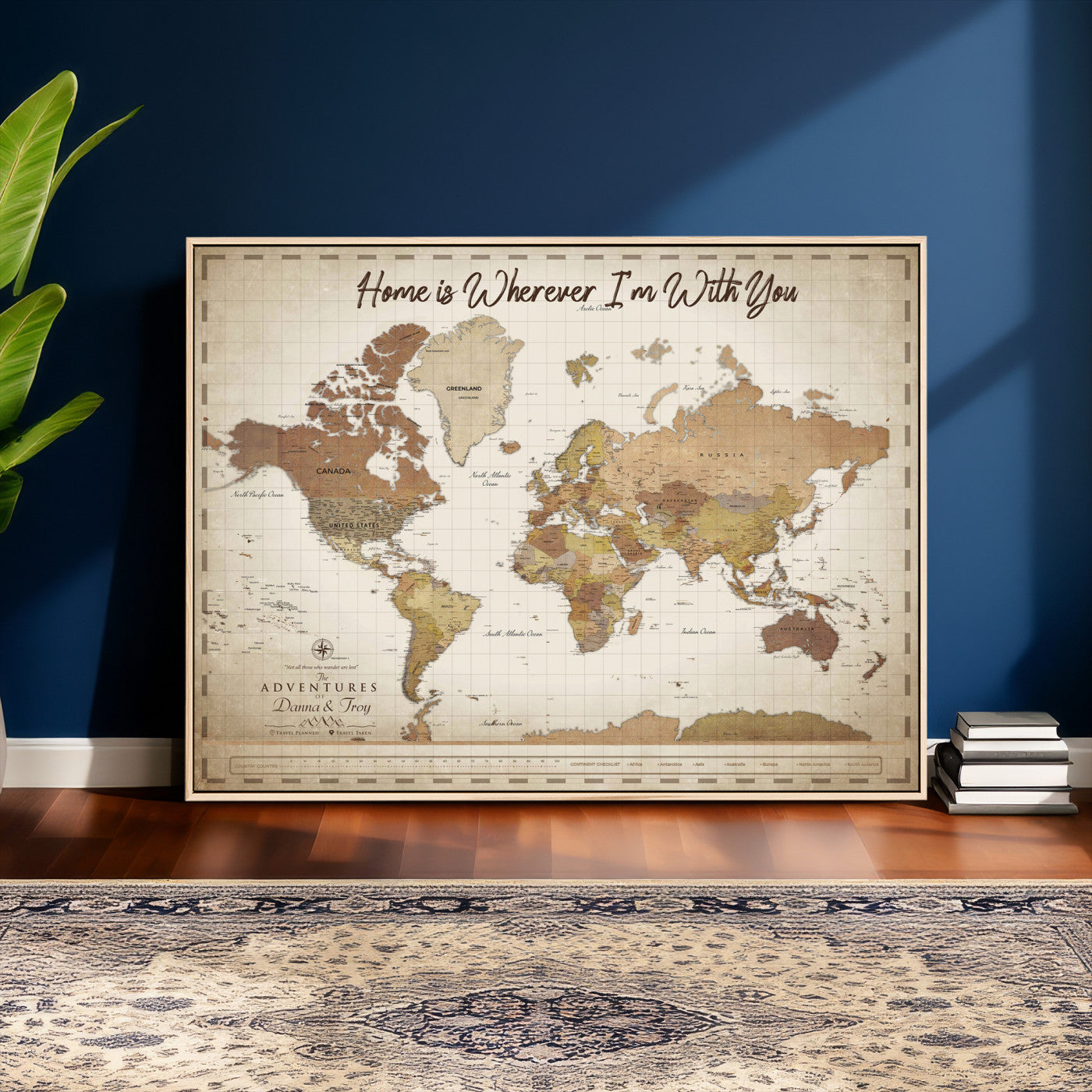33352020-MGV-CV-36X24 - Custom Push Pin World Map Canvas Print – Personalized Travel Map Wall Art
