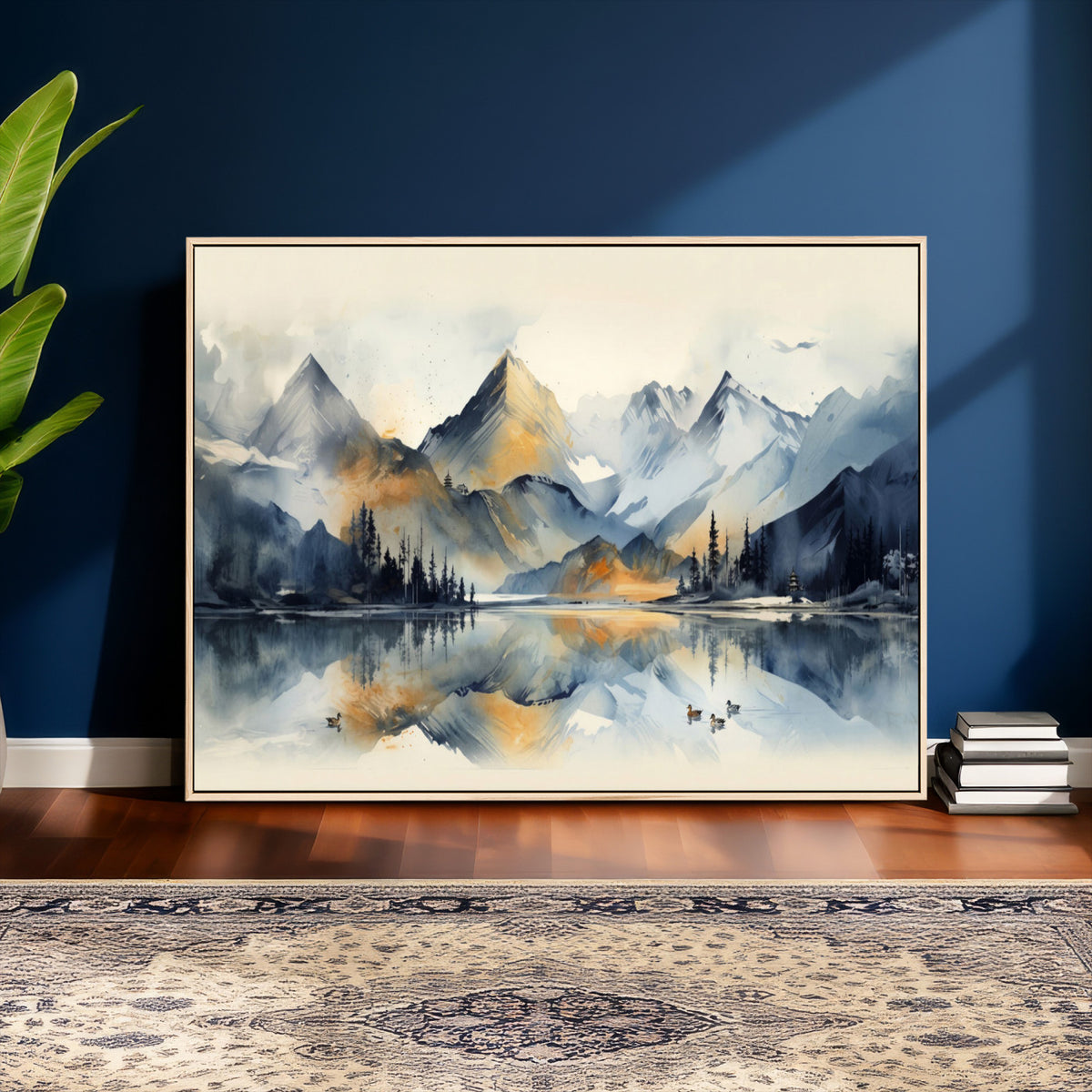 10196184T-MGV-CV-36X24 - Abstract Lake Mountain Wall Art Canvas Print