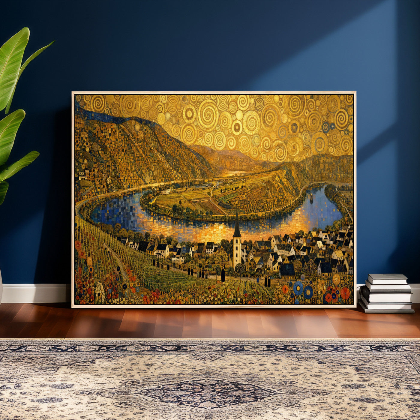 33713008-MGV-CV-36X24 - Gustav Klimt Style Mosel City Wall Art Canvas Print