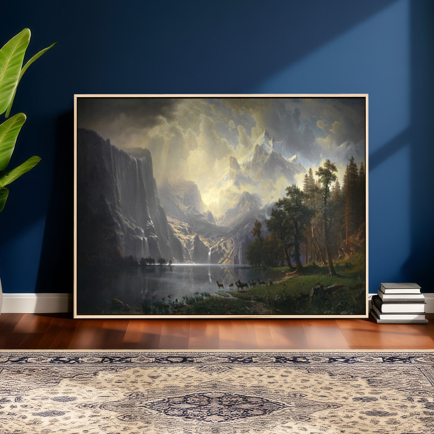 88679214-MGV-CV-36X24 - Albert Bierstadt Among the Sierra Nevada California Yosemite Wall Art Canvas Print, Classic Fine Art Painting Print