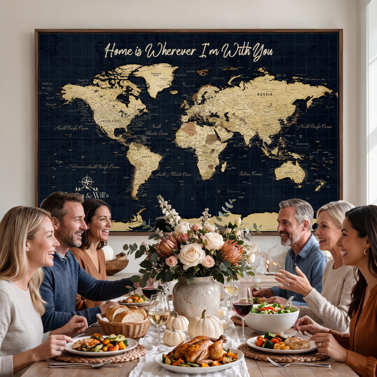 19542599-MGV-CV-36X24 - Custom Push Pin World Map Canvas | Personalized Travel Tracker | Wedding Anniversary Gift for Couples - Adventure Map Wall Art with Pins