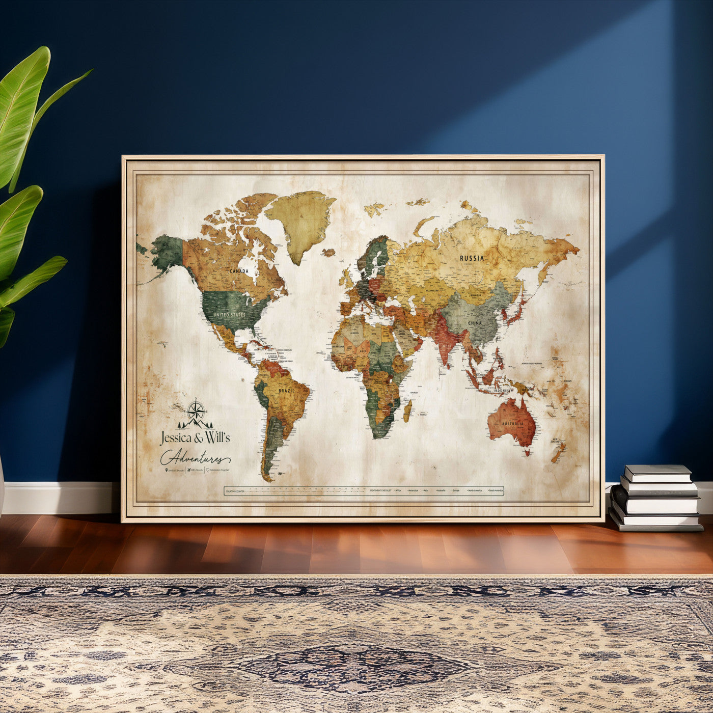 19542567-MGV-CV-36X24 - Custom Push Pin World Map Canvas | Personalized Travel Tracker | Wedding Anniversary Gift for Couples | Adventure Map Wall Art with Pins