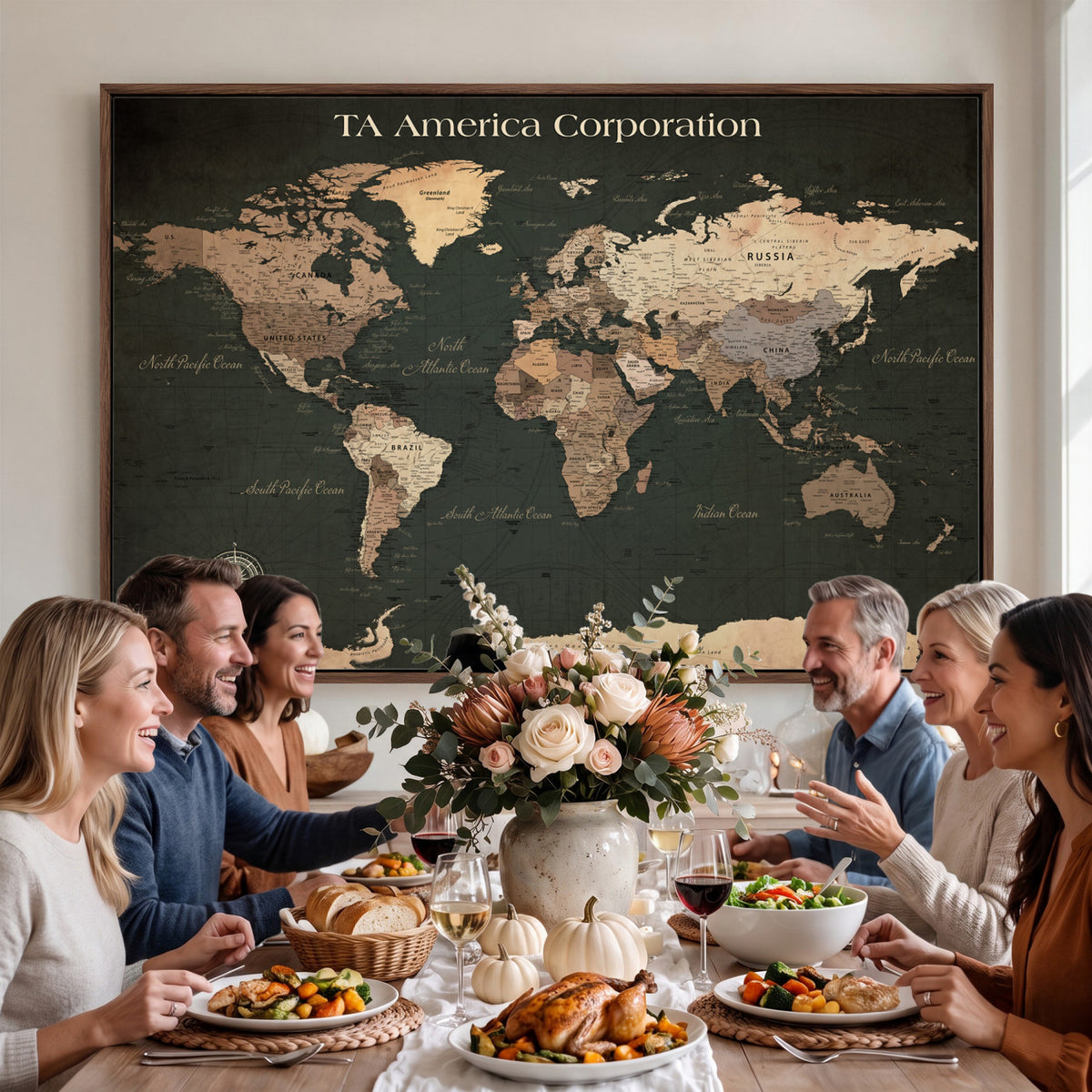 55857205-MGV-CV-36X24 - Extra Large Framed Personalize Push Pin World Map Wall Art Canvas Print for Travel Tracking