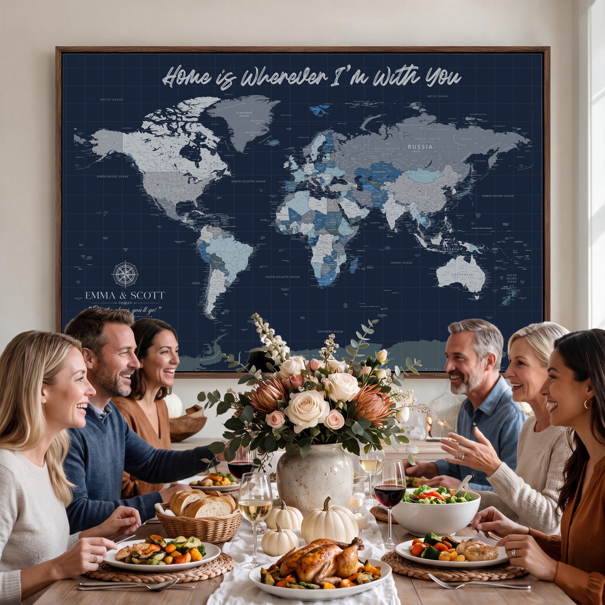 17712680D-MGV-CV-36X24 - World Map Wall Art Canvas Print, Modern Decorative Framed Map Artwork Prints for Living Room, Office, Bedroom Wall Decor