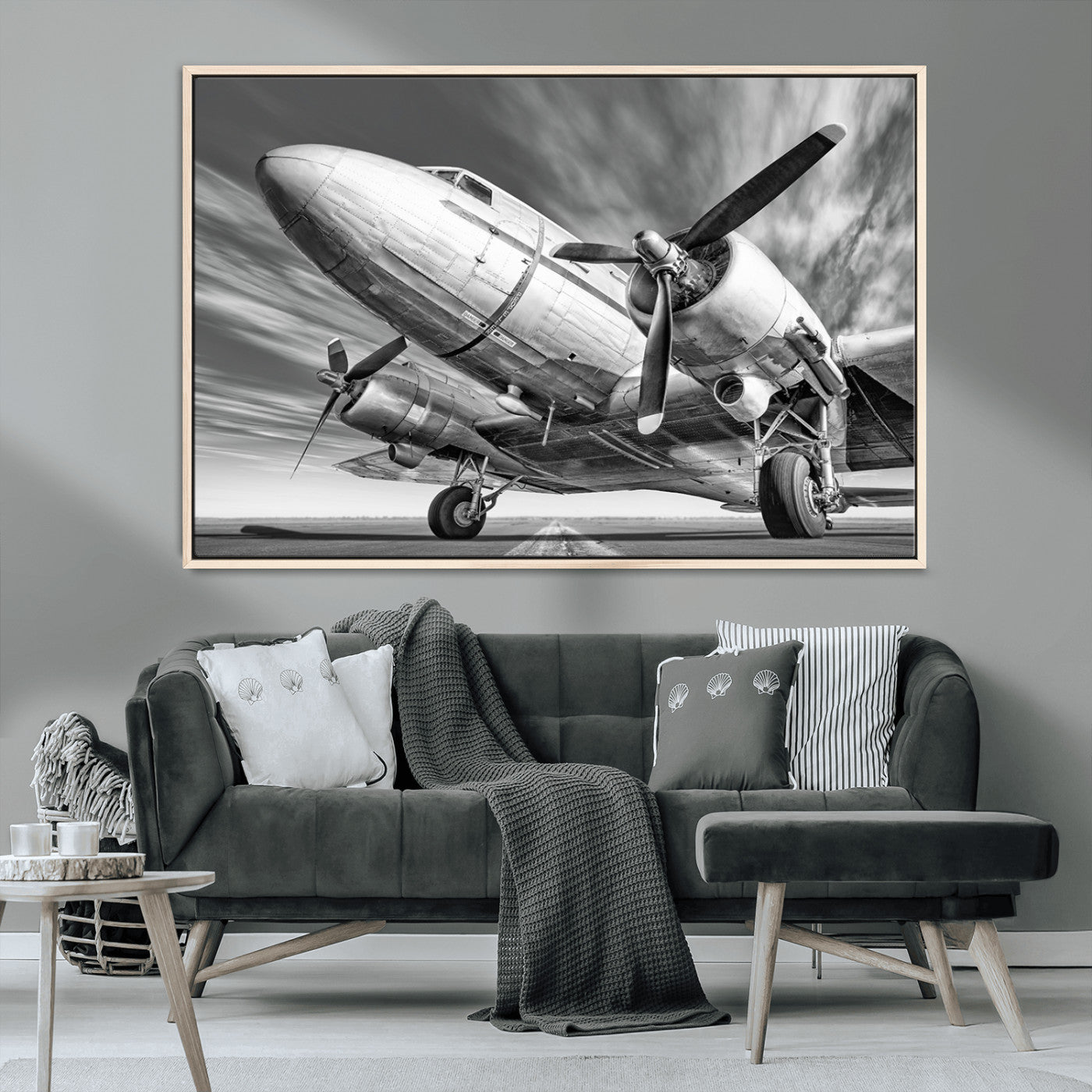 82744-MGV-CV-36X24-Vintage Airplane on Runway Canvas Print