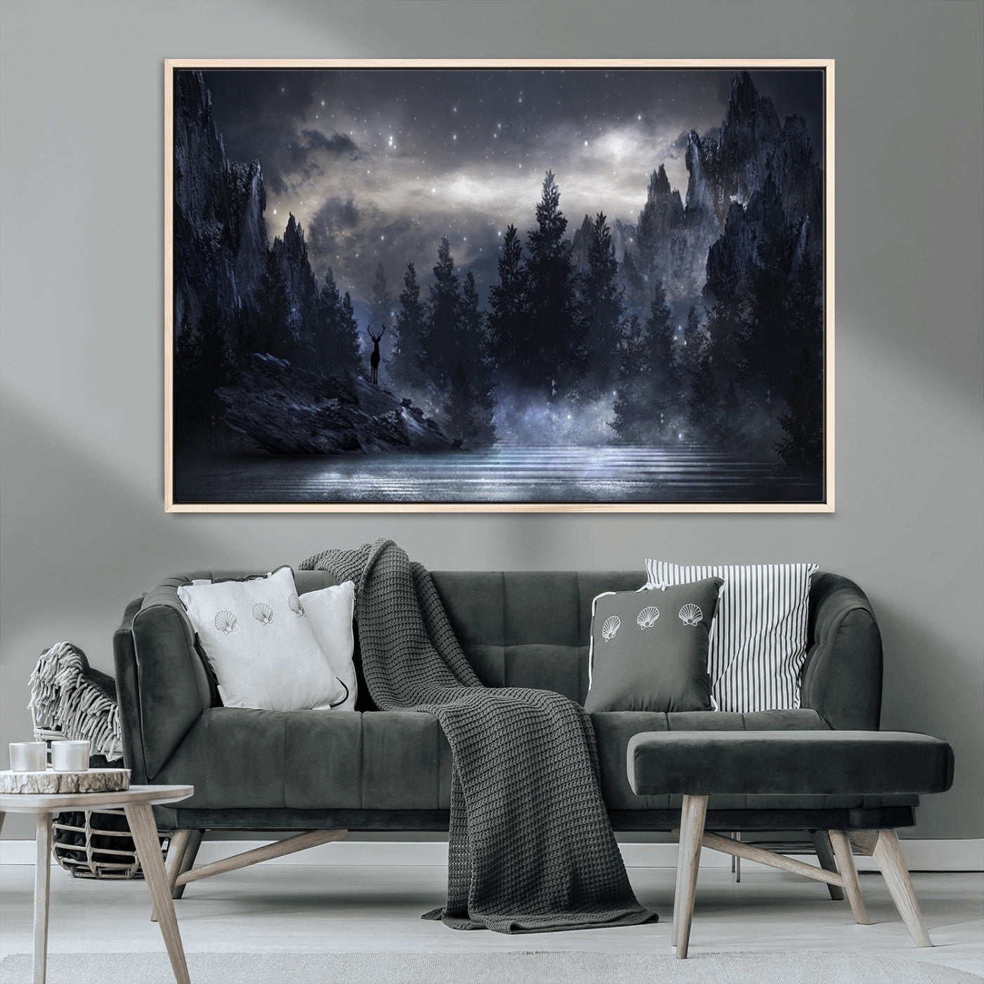 55385-MGV-CV-36X24-Night Landscape and Trees Wall Art Canvas Print