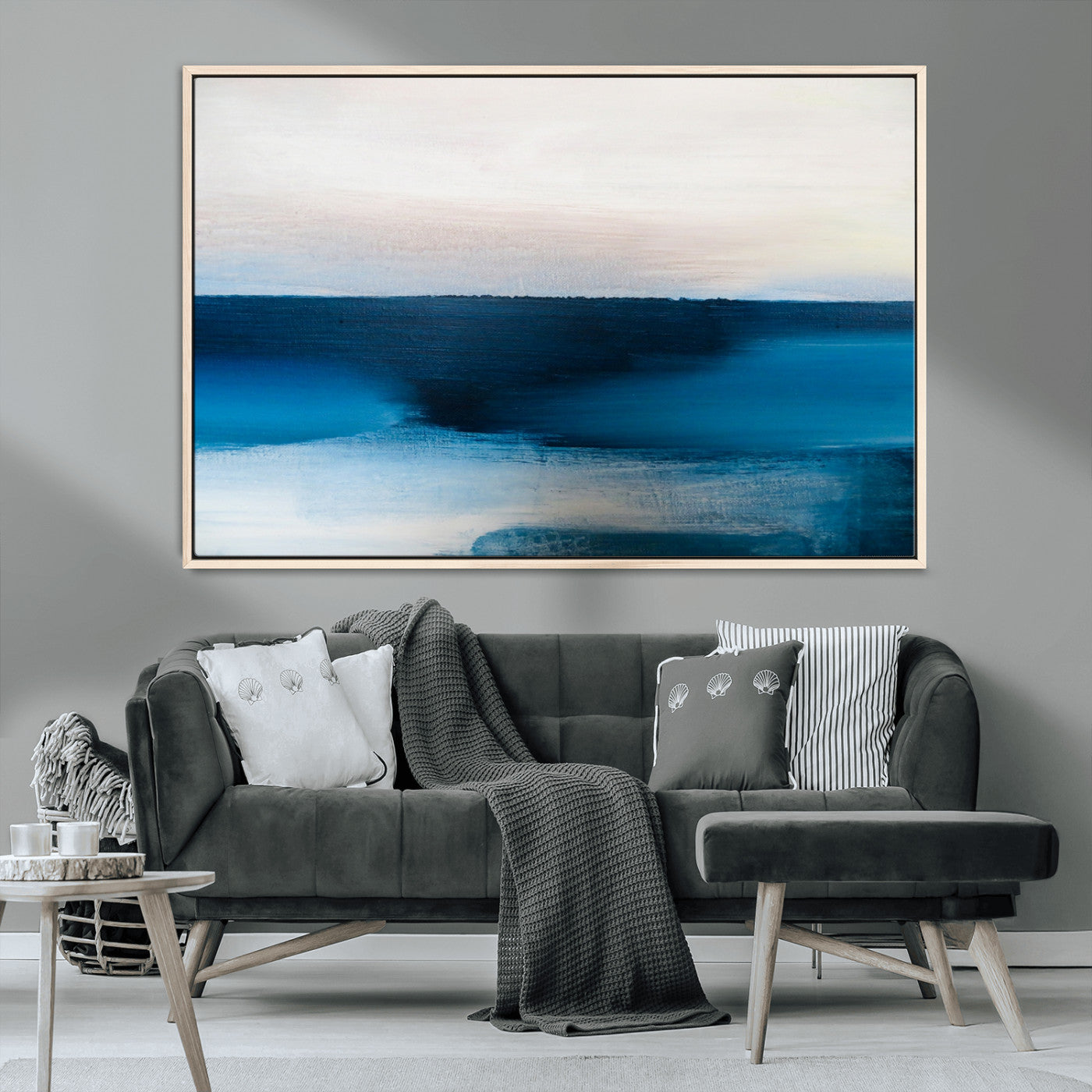 72452-MGV-CV-36X24-Dark Blue Abstract Wall Art Canvas Print