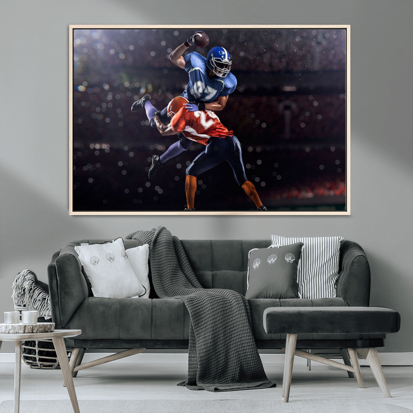 76491-MGV-CV-36X24-American Football Wall Art Canvas Print, Stadium Sport Wall Art Print