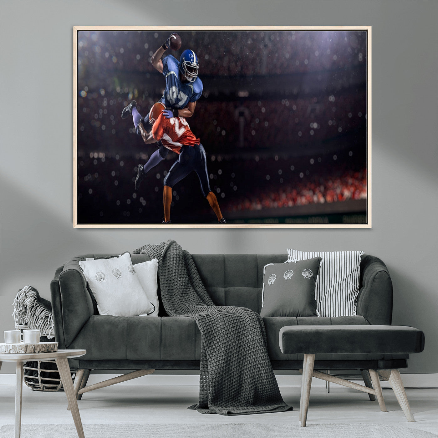 68009-MGV-CV-36X24-American Football Wall Art Canvas Print, Stadium Sport Wall Art Print