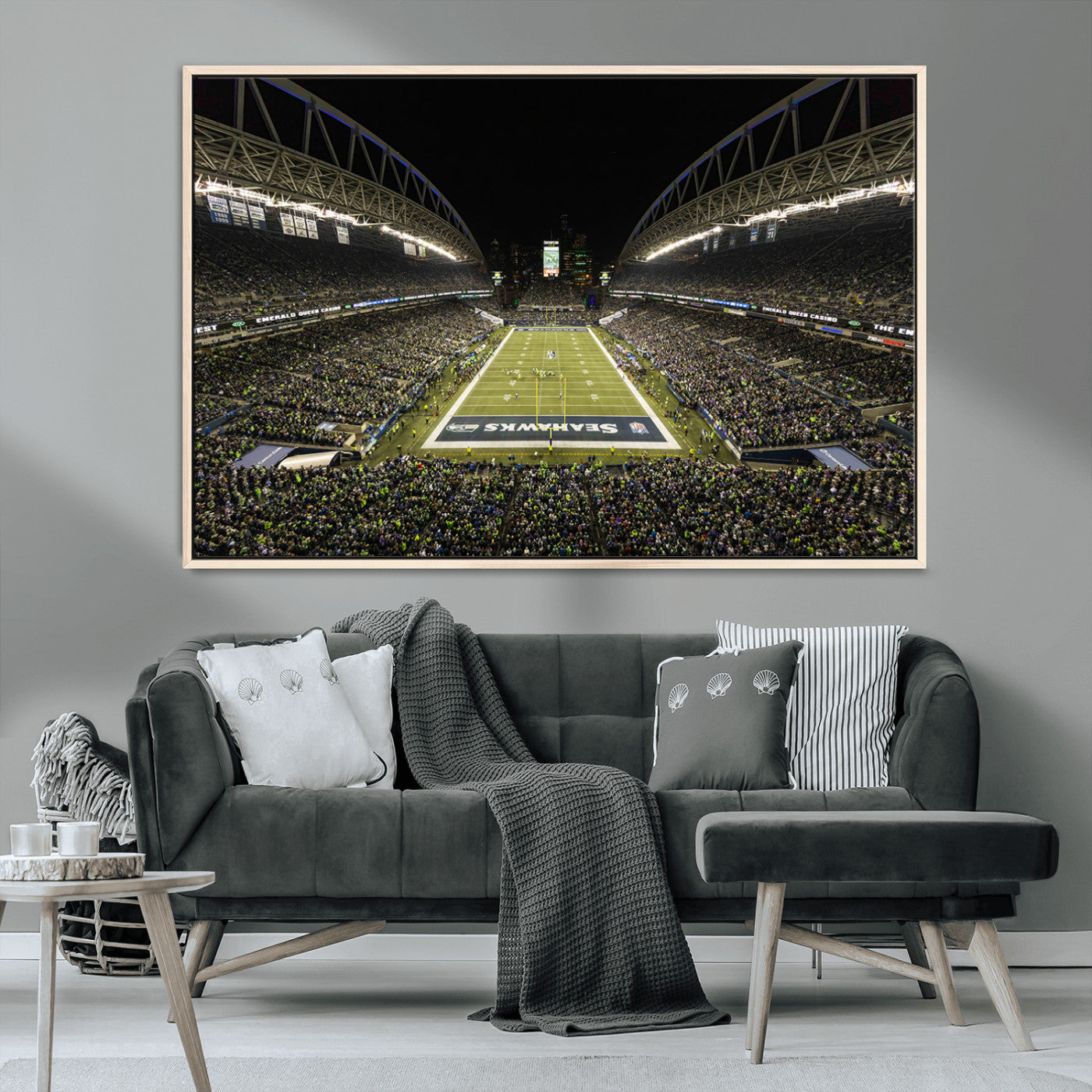 81900-MGV-CV-36X24-Seattle Seahawks Football Team Print Wall Art - Seattle Century Link Field Stadium Wall Art Canvas
