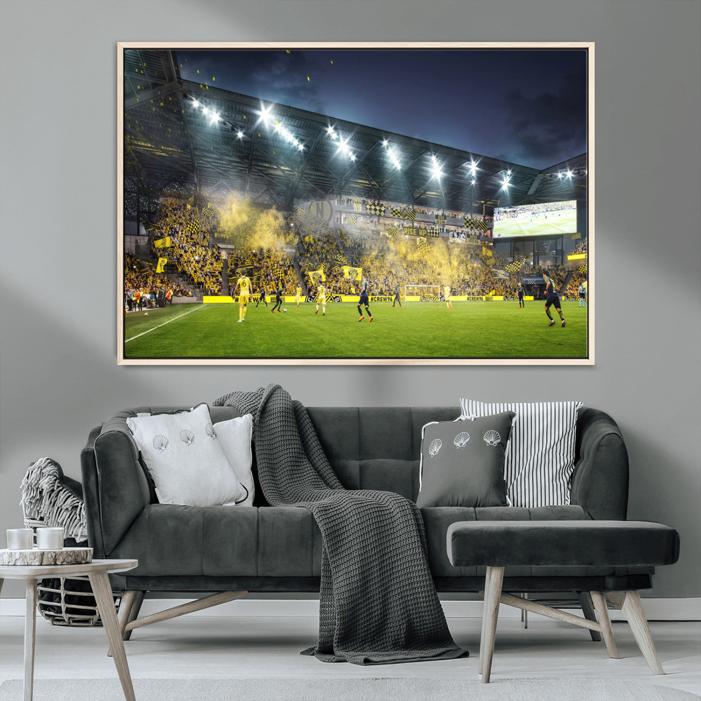 65820-MGV-CV-36X24-Columbus Crew Stadium Match Triple Canvas Wall Art - Dynamic MLS Game Scene Canvas Wall Art