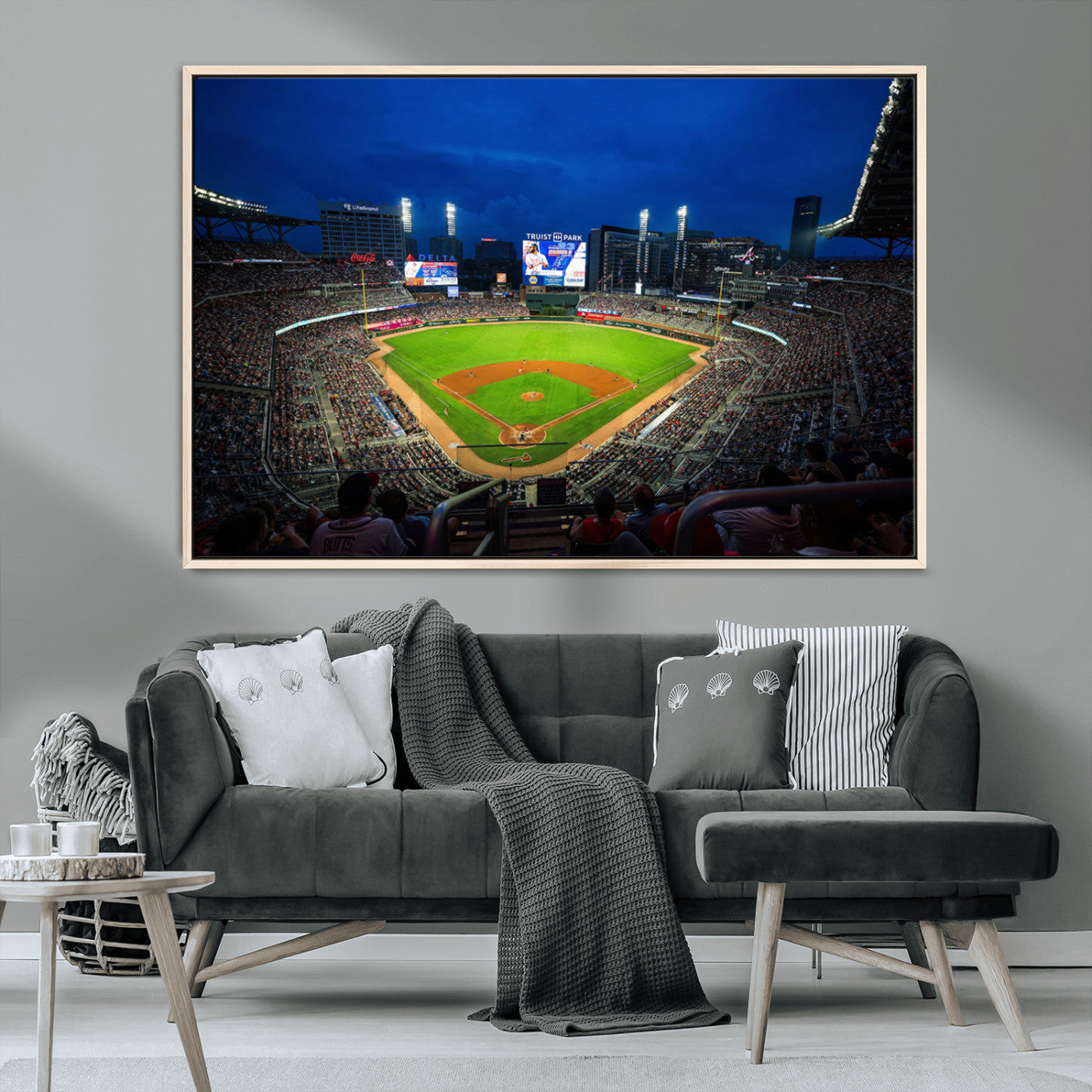 88590-MGV-CV-36X24-Truist Park Night Game Canvas Art - Atlanta Braves Stadium Wall Art Canvas