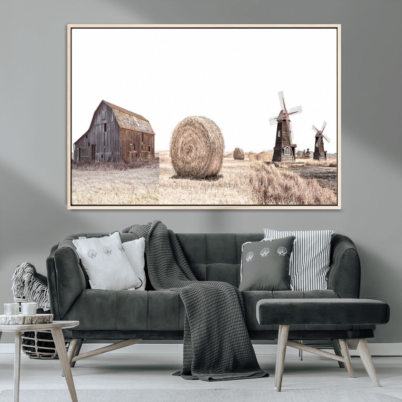 94971-MGV-CV-36X24-Farm Prints Set, Set of 3 Farmhouse Wall Art, Country House Decor, Barn Print, Wheat Print,