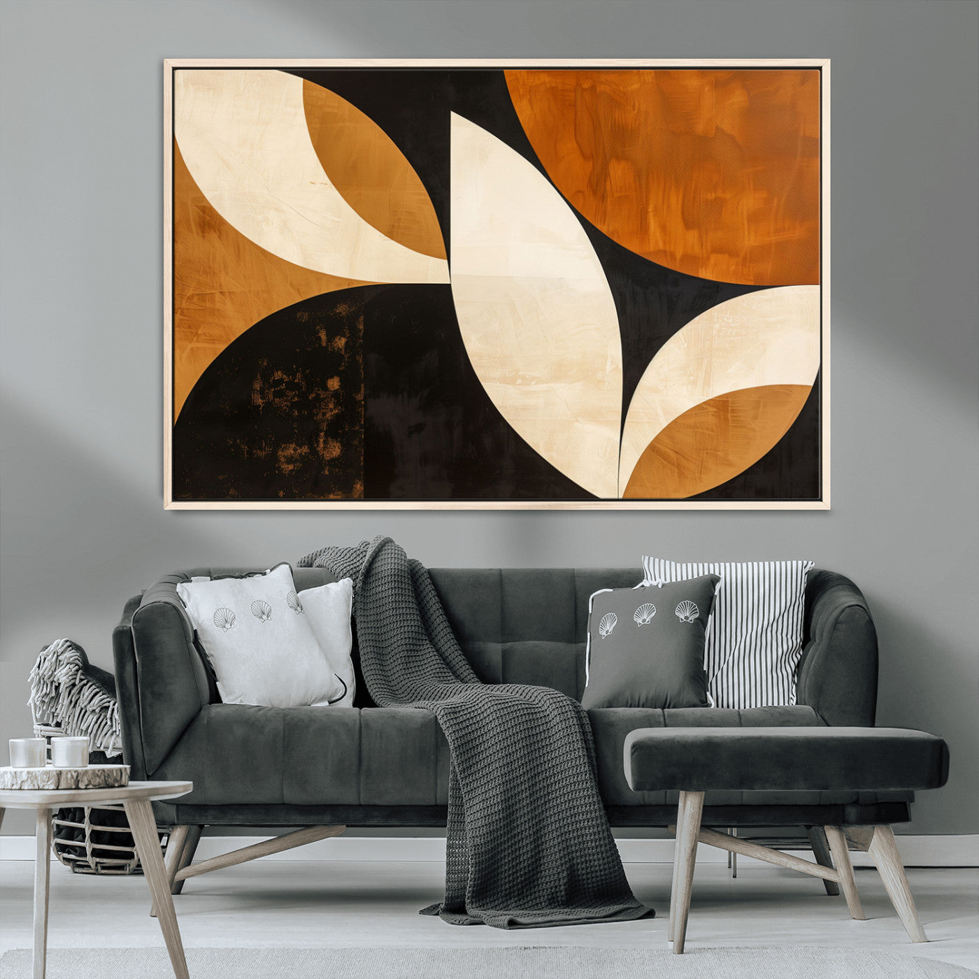21251-MGV-CV-36X24-Geometric Abstract Wall Art Canvas Print, Mid Century Modern Wall Art Print