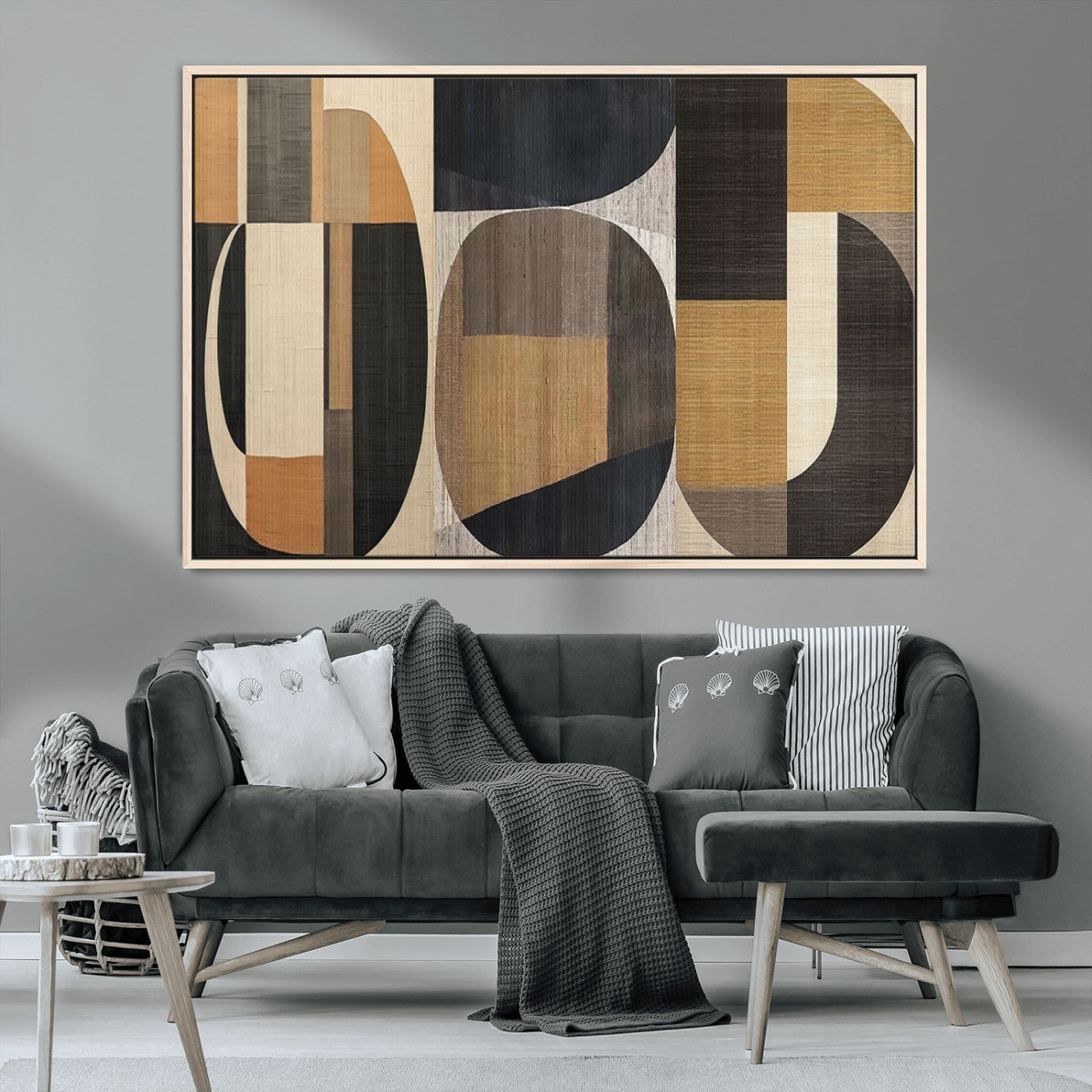 84035-MGV-CV-36X24-Modern Brown Wabi Sabi Wall Art Canvas Print Set – Framed Minimalist Abstract Artwork for Home, Office Decor