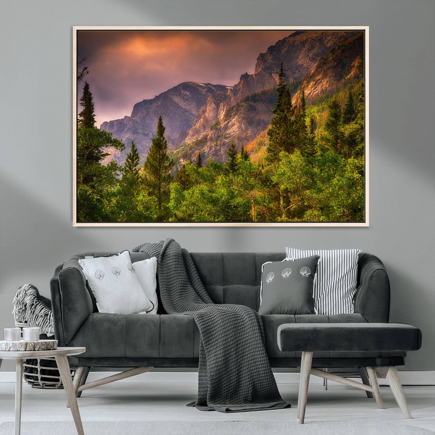 -Colorado Rockies Mountains Wall Art Canvas Print | Ready to Hang Framed Mountain Landscape