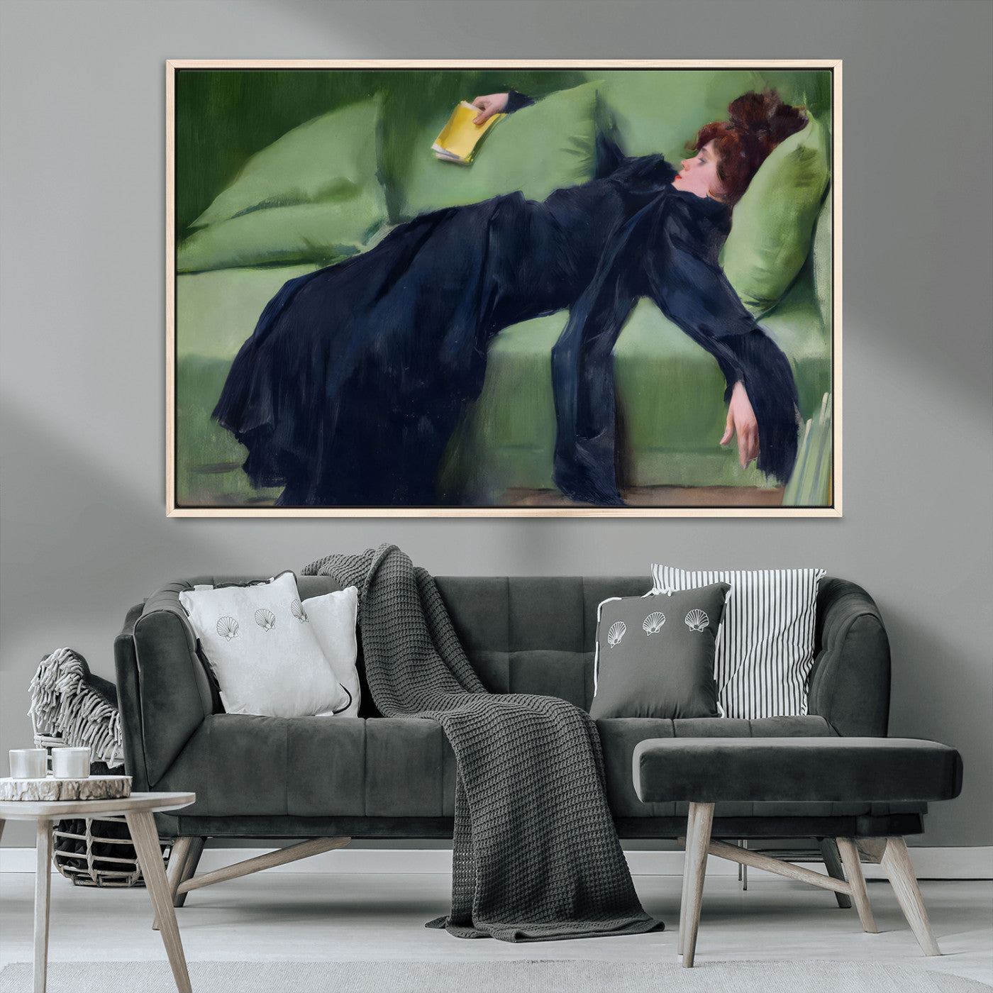 17725-MGV-CV-36X24-Decadent Girl by Ramon Casas Wall Art Canvas Print, Framed Decadent Girl Canvas Print