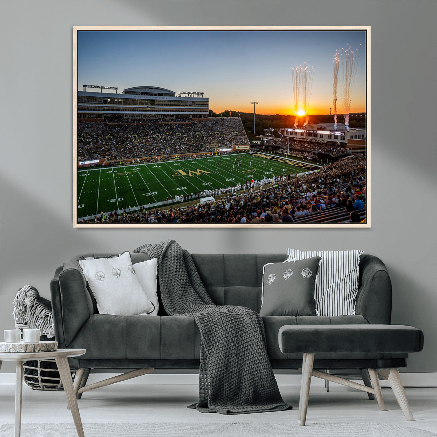 29253-MGV-CV-36X24-Demon Deacons Football Team Print Canvas- Winston-Salem Allegacy Federal Credit Union Stadium Wall