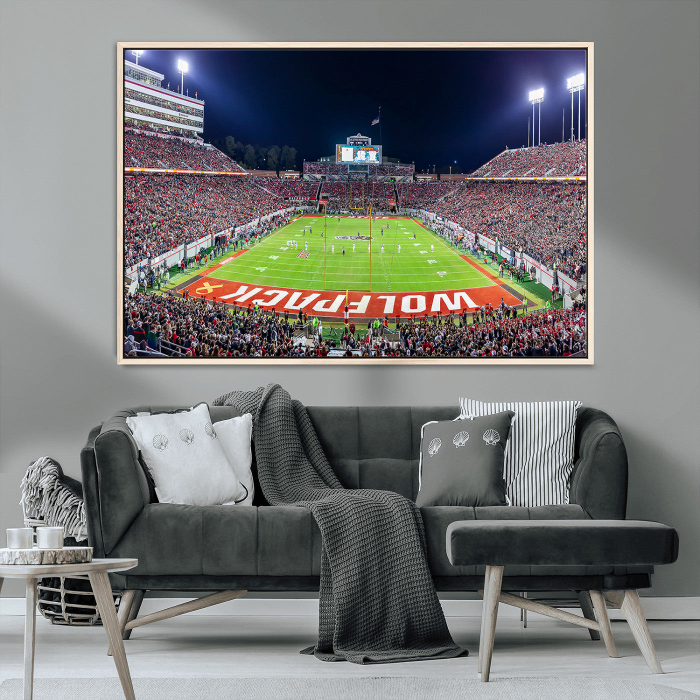 80943-MGV-CV-36X24-Wolfpack Football Team Print - Raleigh Carter-Finley Stadium Wall Art Canvas Print