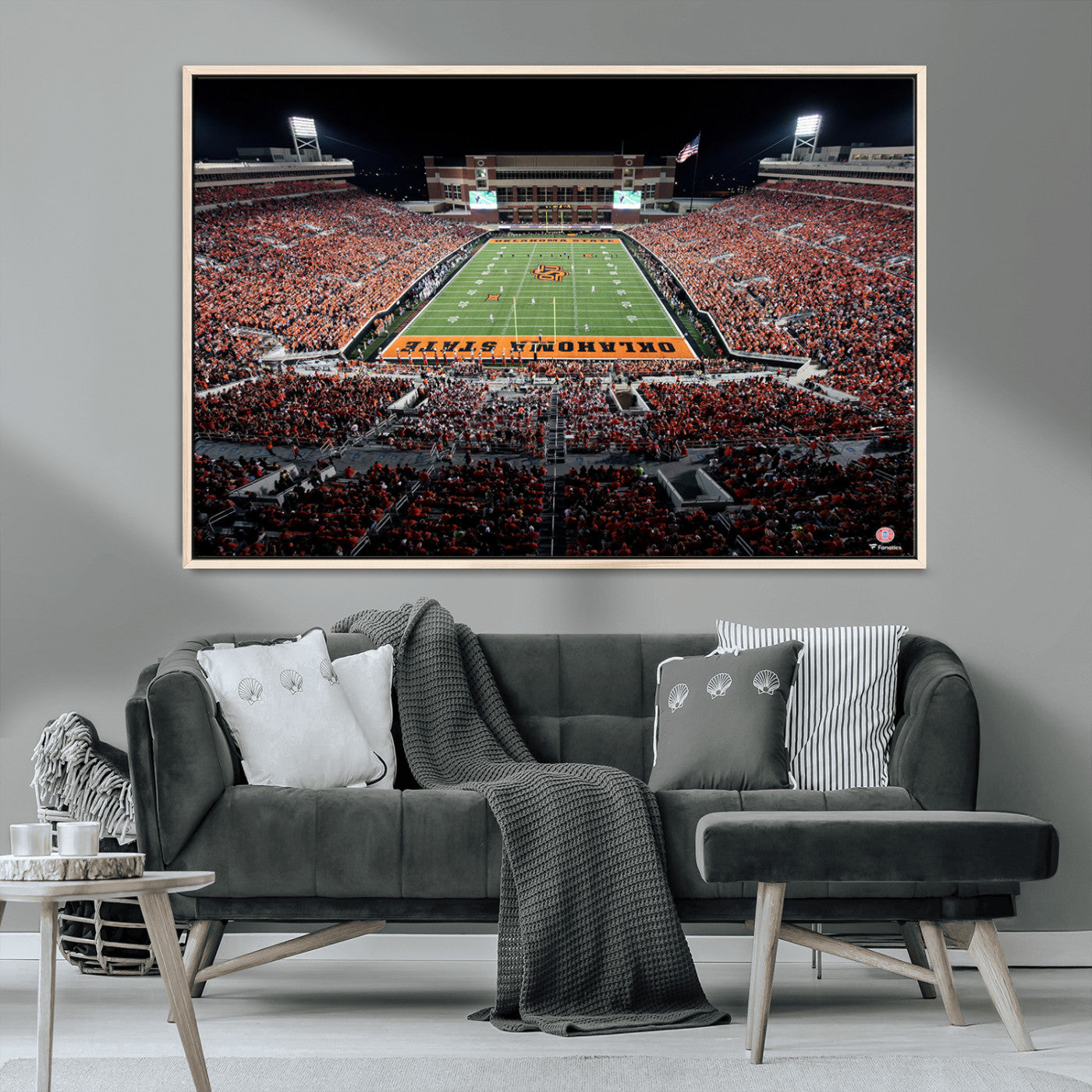 81675-MGV-CV-36X24-Boone Pickens Stadium Wall Art Oklahoma State Cowboys Print Framed Sports Canvas Art for Home, Office, Living Room