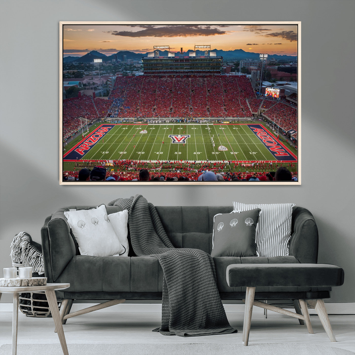 99722-MGV-CV-36X24-Framed Arizona Wildcats Football Team Print - Tucson Arizona Stadium Wall Art Canvas Print