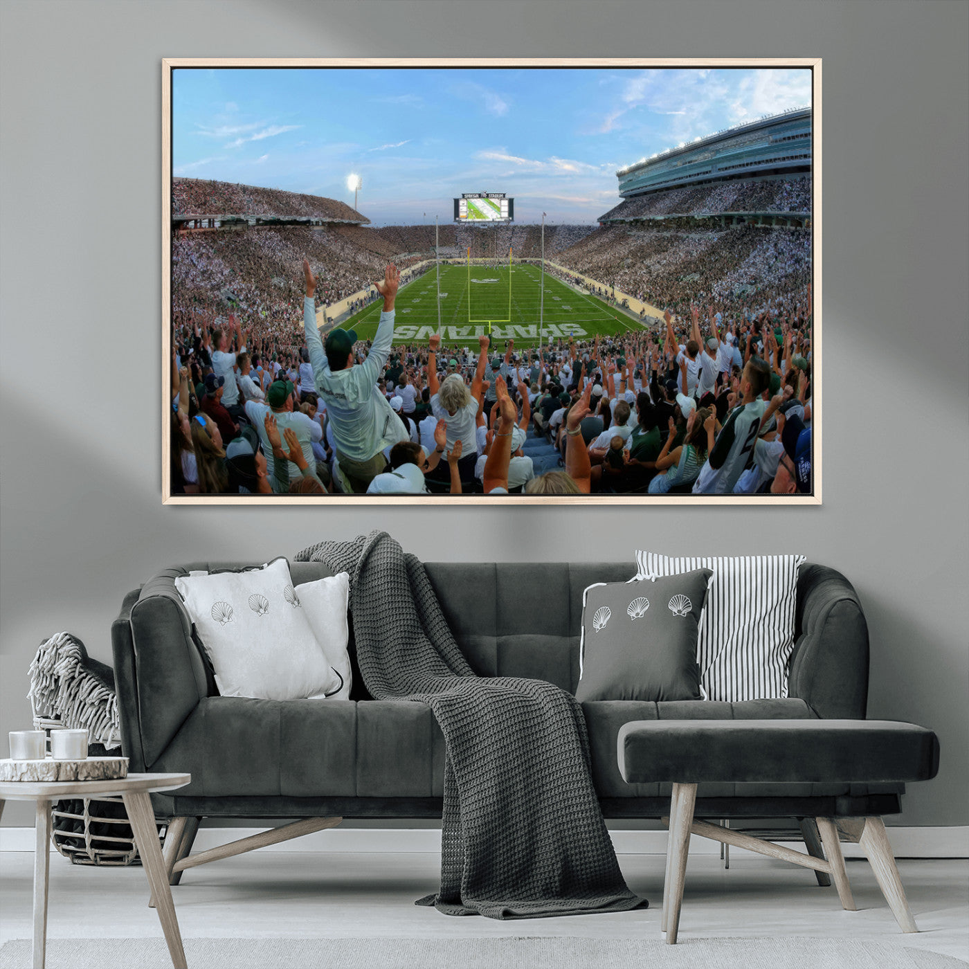 -Michigan State Spartans Football Team Art Print - East Lansing Spartan Stadium Wall Art Canvas Print