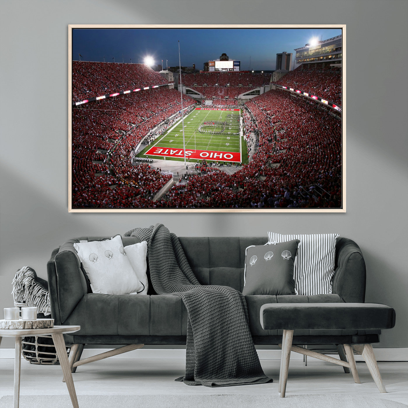 -Ohio State University Buckeyes Football Team Print - Columbus Ohio Stadium Wall Art Canvas Print