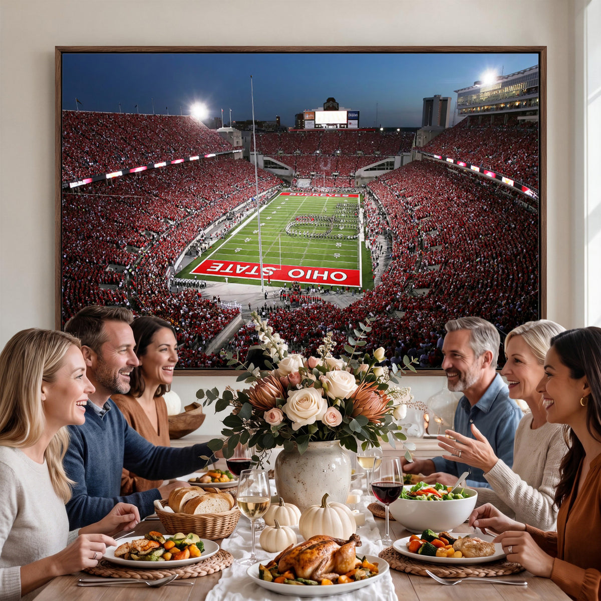98743-PAN-FL-20X10 - Ohio State University Buckeyes Football Team Print - Columbus Ohio Stadium Wall Art Canvas Print