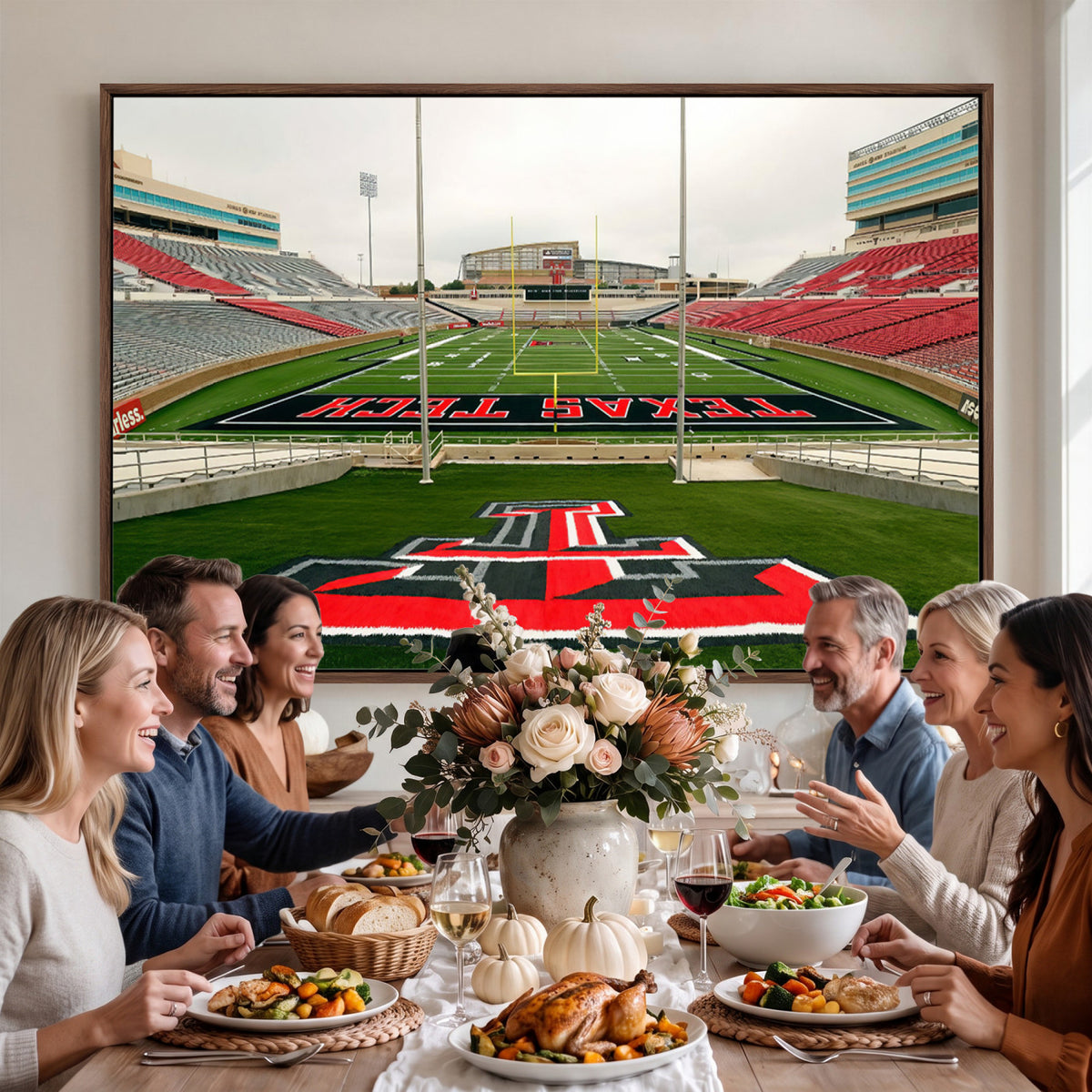 43169-PAN-FL-20X10 - Texas Tech Red Raiders Football Team Print - Lubbock Jones AT&T Stadium Wall Art Canvas Print